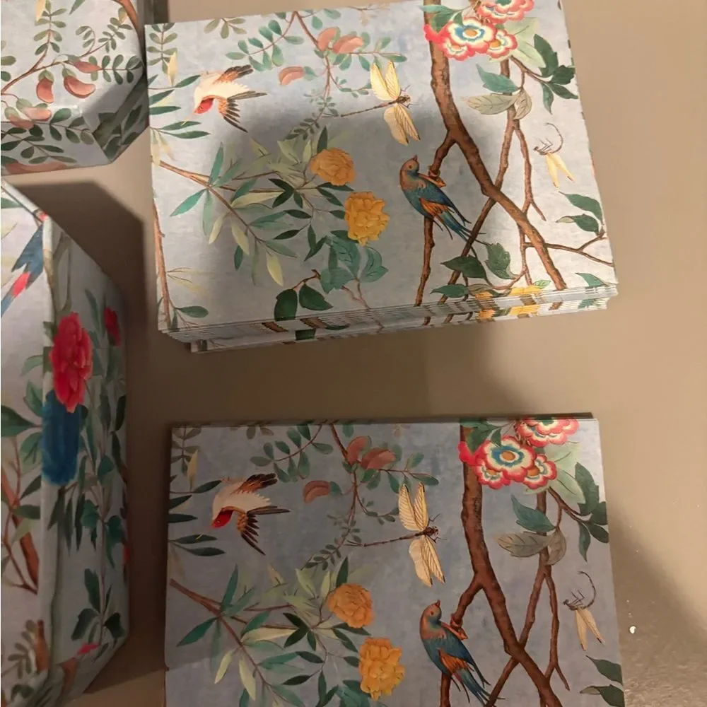 New  with box GUCCI blue Tian bird flower & nature print card envelope set